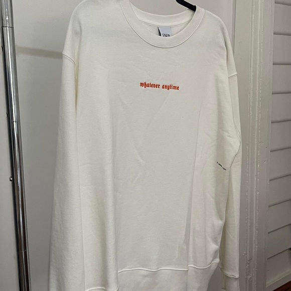 Zara Other - Zara Jumper Mens “Whatever Anytime” Embroidered and Print 100% Cotton Size L